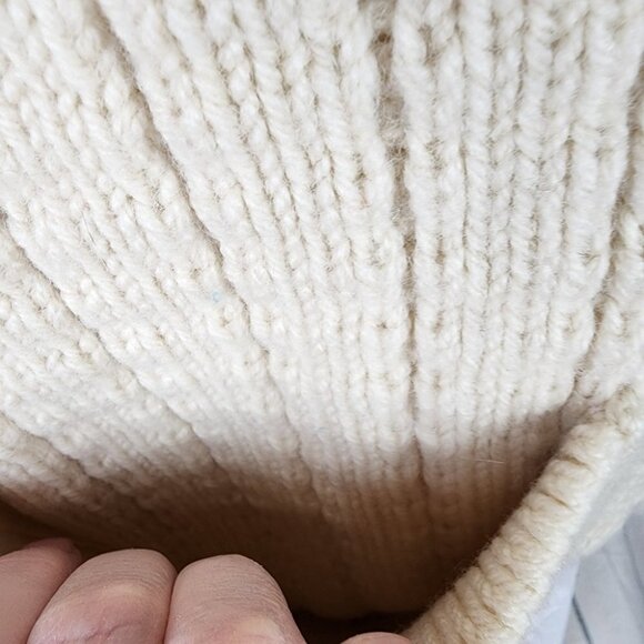 Vintage Virgin Wool Shawl Collar Cardigan Button Front Patch Pockets Cream Med - Picture 9 of 16